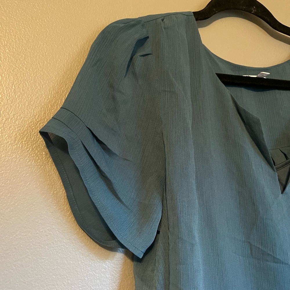 NWT DR2 Sz Large Women’s Teal Blue Short Sleeve Blouse & Tank Top Shirt Ret $58! - Picture 2 of 14